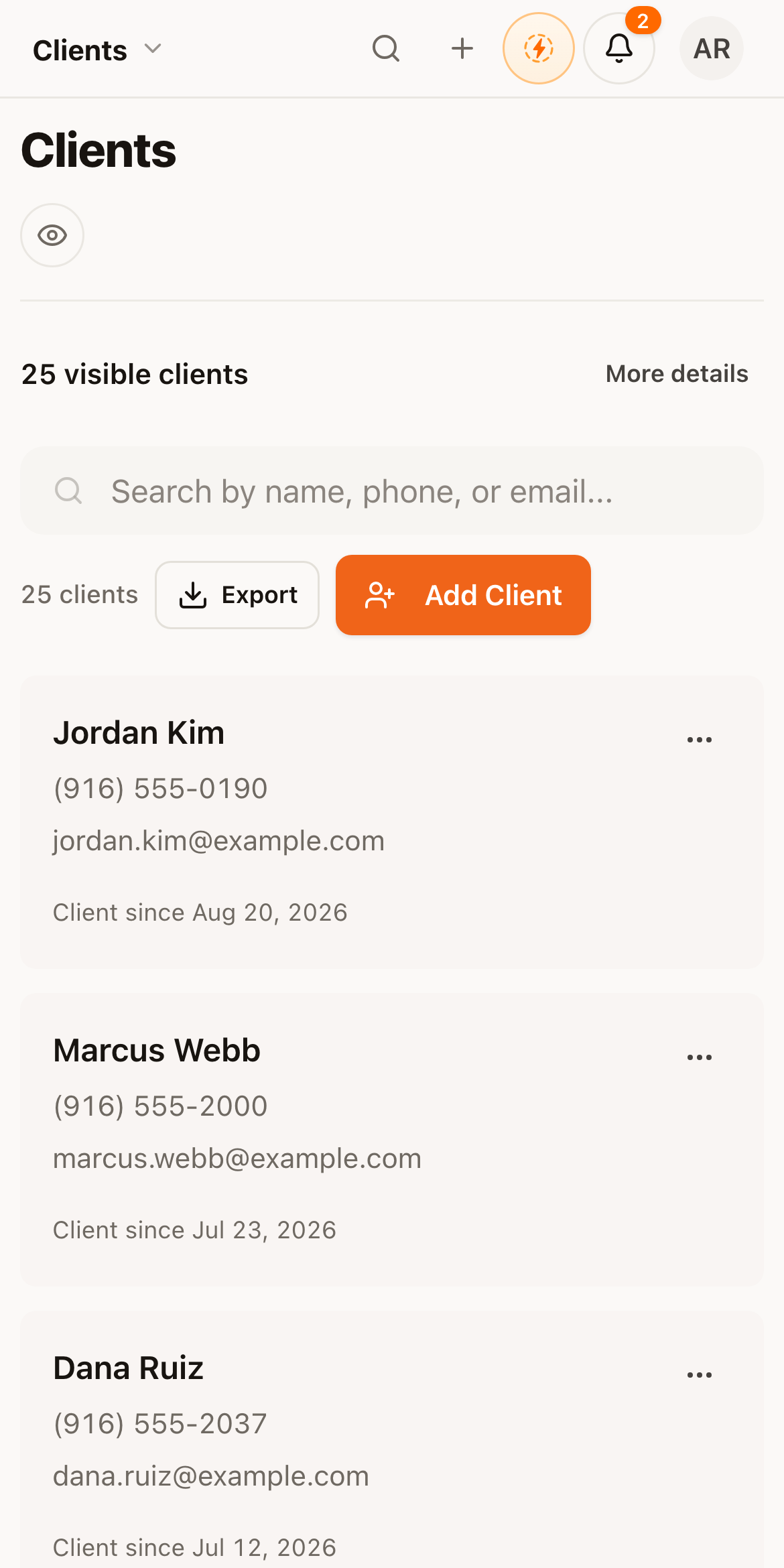 Client & Vehicle CRM on mobile